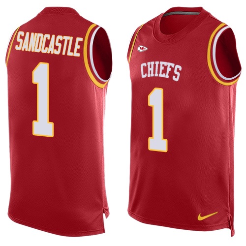 Men's Limited Leon Sandcastle Nike Jersey Red - #1 Player Name & Number Tank Top NFL Kansas City Chiefs